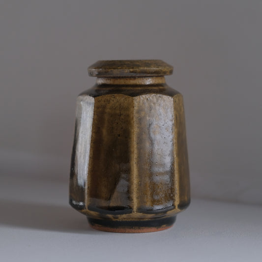 飴釉面取瓶/羽島焼