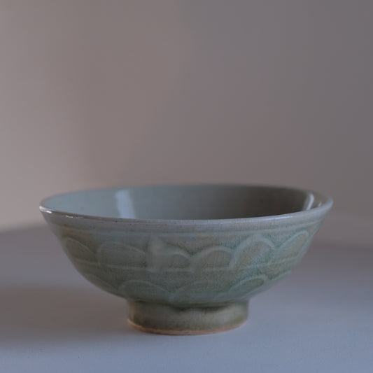 灰釉白泥文丼鉢 / 志和地窯